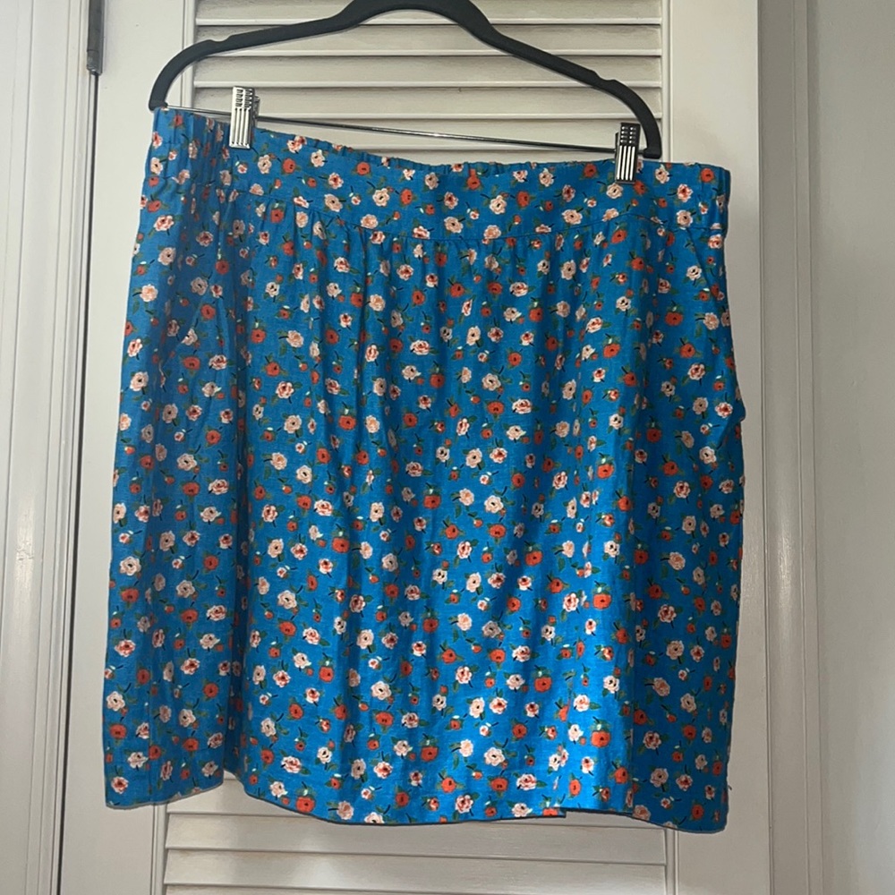 NWT LOFT XL blue & orange floral skirt with pockets